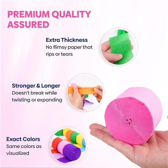 8 Rainbow Crepe Paper Streamers Rolls Party Decorations Birthday Wedding Decor - Picture 4 of 7